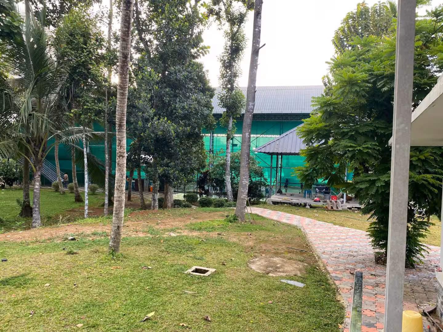 Pristine garden path surrounding the riverside villa